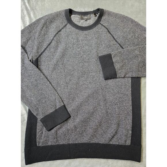 Vince Sweater Mens Large Cashmere Birdseye Raglan Crew Neck Modern Luxury $385‎ - Picture 1 of 13